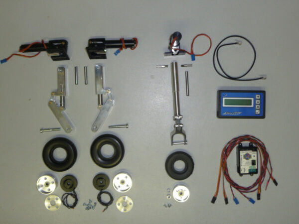 Train rentrant electrique + jambes suspendues + roues + freins electriques