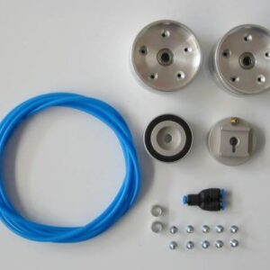 Jantes aluminium et freins.<br />Jantes montées sur roulement à bille, axe de 6 mm.<br />Conçu pour des pneus de 85 à 100 mm de diamètre